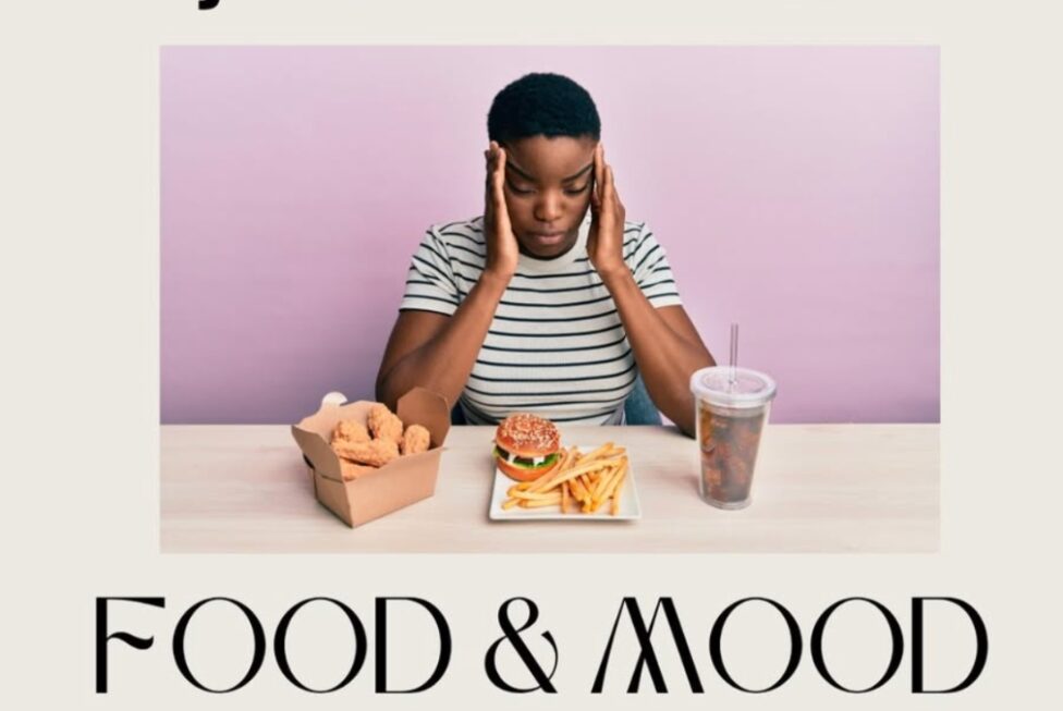 A colorful plate of healthy food, a topic in our Food and Mood webinar.